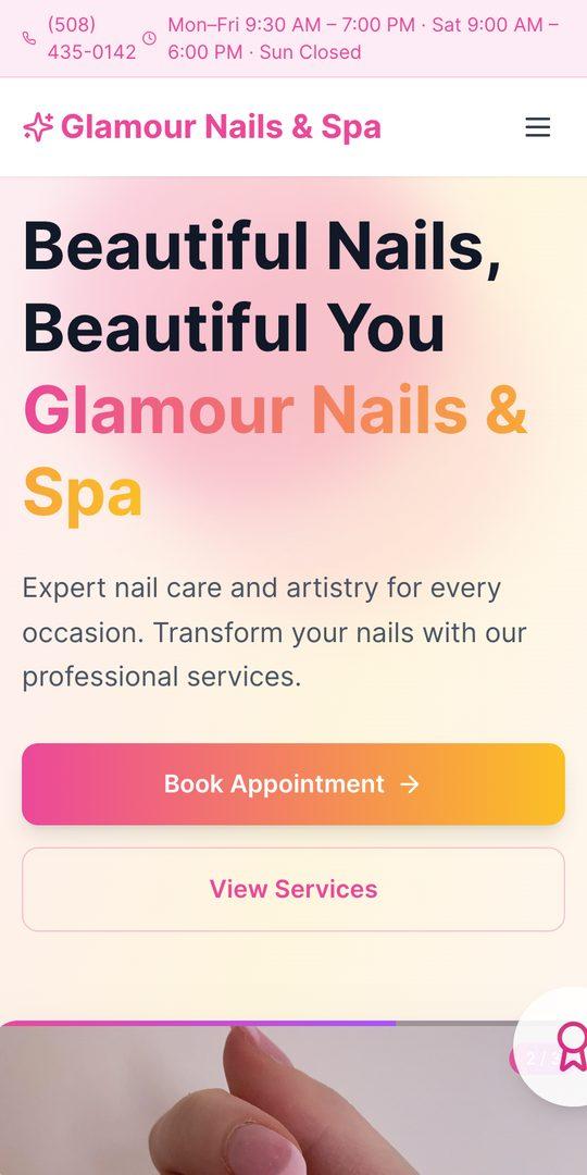 Classic Light template, example salon site on a phone